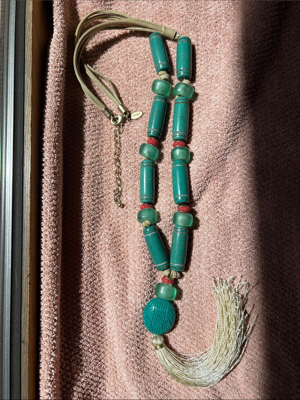 Chico’s Turquoise Beaded Tassel Necklace